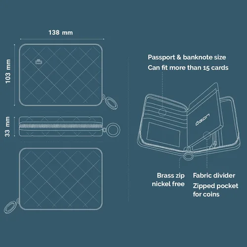 Miniatura 6 de ÖGON -DESIGNS- Cartera acolchada de aluminio para pasaporte de gran capacidad, tamaño de pasaporte, organizador de embrague, cartera de bloqueo RFID