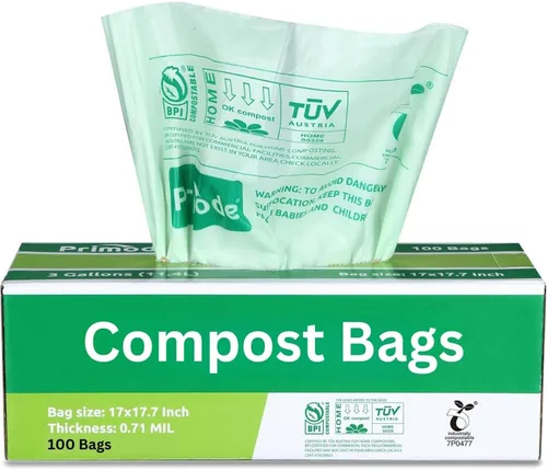 Miniatura 12 de Bolsas de compost, bolsas de basura compostables de 2.6 galones, bolsas compostables pequeñas de 300 unidades para contenedor de encimera extra