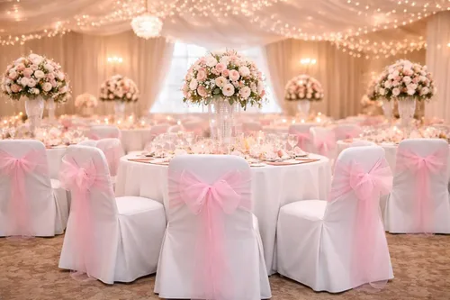 Miniatura 2 de Elegantes bandas de organza para silla, bandas de tela transparente para bodas, fiestas y eventos especiales, (paquete de 10 unidades, rosa bebé)