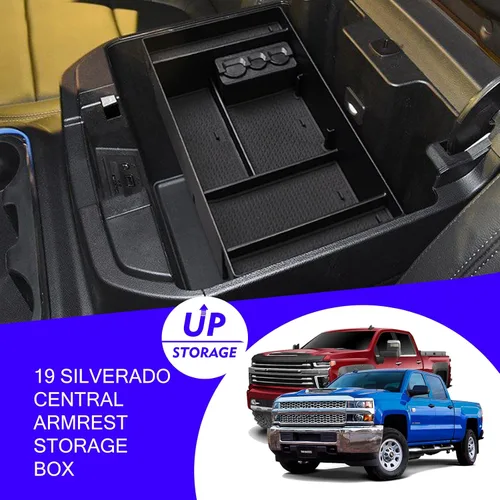 Miniatura 2 de Organizador de consola central para GMC Sierra Chevrolet Silverado 1500 2019-2022, caja de almacenamiento para reposabrazos de consola central