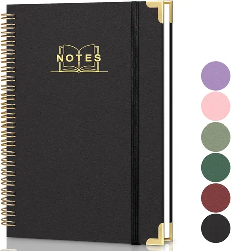 Cuaderno de espiral rayado, cuaderno A5 de tapa dura en espiral para el trabajo, 5.7 x 8.2 pulgadas, cuadernos de papel grueso de 100GSM
