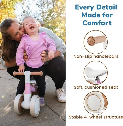 Miniatura 4 de Bicicleta de Equilibrio Personalizada para Bebés de 1 Año Ligera y Segura - Sin Bordes Agudos Ruedas Silenciosas para Paseos Suaves y Tranquilos