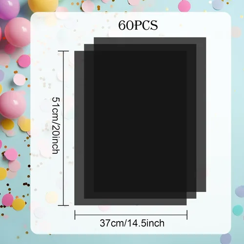 Miniatura 2 de Morcheiong 60 hojas de papel de seda negro para envolver regalos, papel de seda a granel para manualidades, manualidades, floral, cumpleaños, fiesta