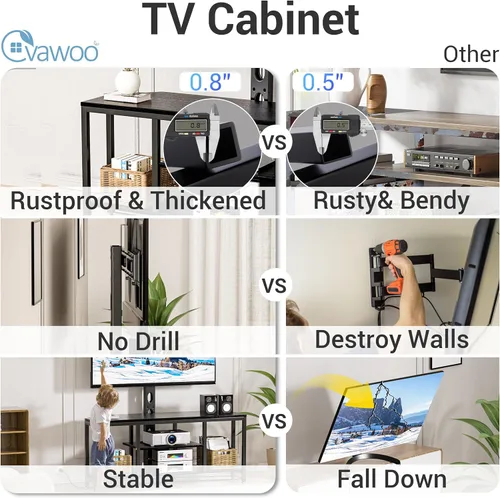 Miniatura 8 de Soporte de TV esquinero con soporte LED, soporte universal para TV de 32 a 65 pulgadas, consola giratoria de altura ajustable, centro