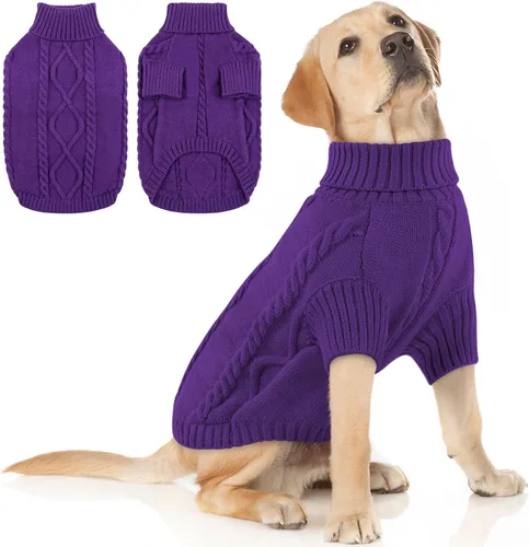 Miniatura 8 de Queenmore - Suéter de punto trenzado con cuello alto para perros pequeños, para climas fríos, para chihuahua, bulldog, teckel, carlino y yorkie, XS