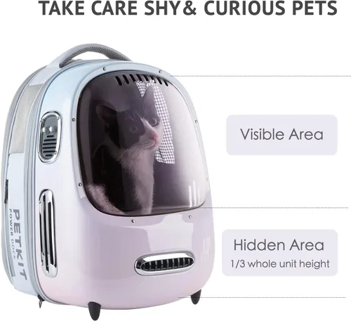 Miniatura 4 de PETKIT Mochila transportadora para gatos con ventilador incorporado y luz, mochila burbuja para mascotas aprobada por aerolíneas para gatitos