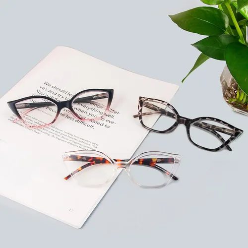 Miniatura 7 de DXYXYO Gafas de lectura de ojo de gato para mujer, paquete de 3 unidades, anti luz azul, para lectura de computadora, estilo retro con bisagra