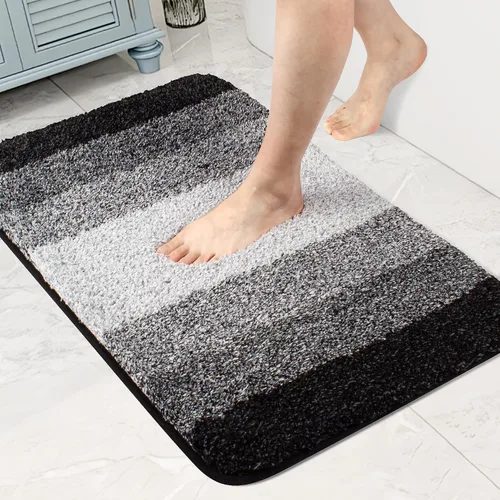 Miniatura 15 de Walensee Contour Rug (20 x 24, color negro degradado) - antideslizante, absorbente de agua, alfombra de baño de microfibra suave, lavable a máquina