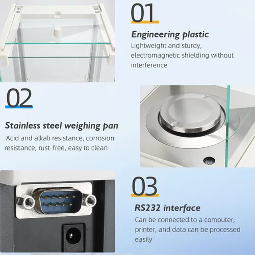 Miniatura 4 de Báscula de laboratorio de precisión de 0.00 oz, balanza analítica, balanza electrónica de laboratorio con pesos digitales e interfaz RS232