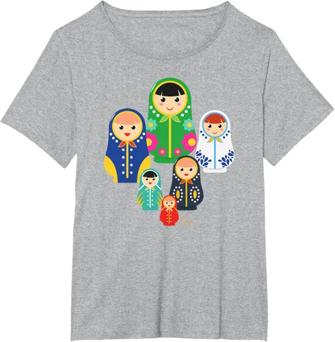 Miniatura 53 de Matryoshka Russian Nesting Dolls, Rusia - Camiseta de regalo, Azul / Patchwork, S