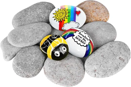 Miniatura 12 de Rocas de río para pintar 12 piezas, rocas grandes de 3.5 a 5 pulgadas, piedras lisas planas para pintar, rocas de manualidades para pintar