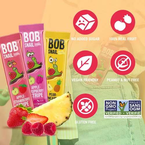 Miniatura 3 de Paquete variado de aperitivos para niños y adultos, 30 bocadillos de frutas saludables a granel envueltos individualmente, cuero de fruta con fresa