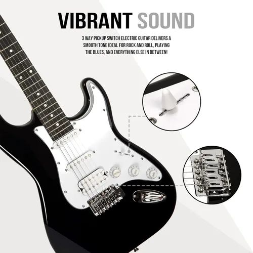 Miniatura 6 de Soulmate - Kit de guitarra eléctrica para principiantes de 39 pulgadas, tamaño completo, guitarra eléctrica de cuerpo sólido con pastilla HSS