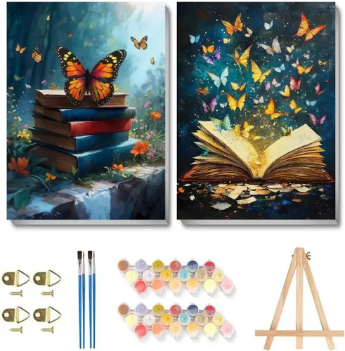 Miniatura 10 de askkqtx 2 Pack Paint by Numbers Kit for Adults with Frame, Framed Beach Paint by Numbers Kit for Adults, DIY Sea Painting by Numbers with Wooden
