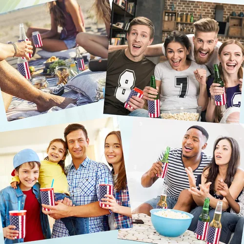 Miniatura 6 de 12 fundas para enfriar latas con bandera de Estados Unidos, neopreno a granel para latas y botellas, 120z