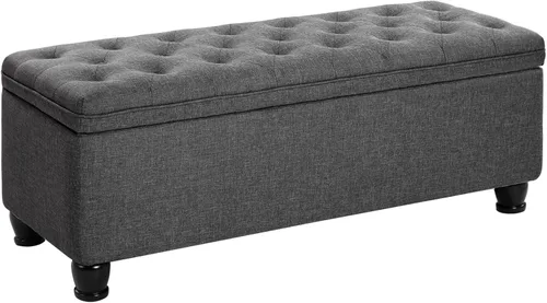 Miniatura 10 de SONGMICS Otomana de Almacenamiento, Banco de Almacenamiento, Banco Acolchado para Entrada y Dormitorio, 17.7 x 46.5 x 17.7 Pulgadas, Bisagras