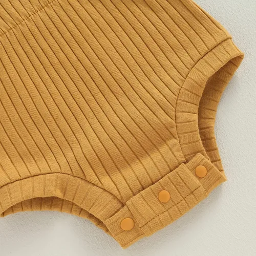 Miniatura 14 de Traje de verano para niña pequeña, de manga corta, acanalado, overol liso, pantalones cortos, ropa para recién nacidos
