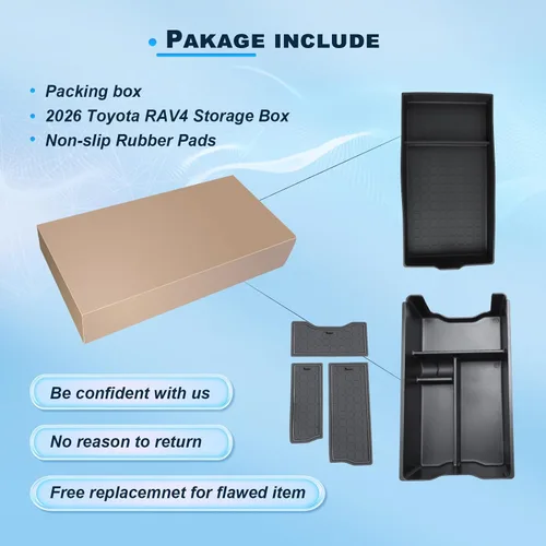 Miniatura 7 de BIXUAN Organizador de consola central RAV 4 2026 2026 para Toyota RAV 4 2026 2026, inserto y reposabrazos, alfombrilla inferior, caja