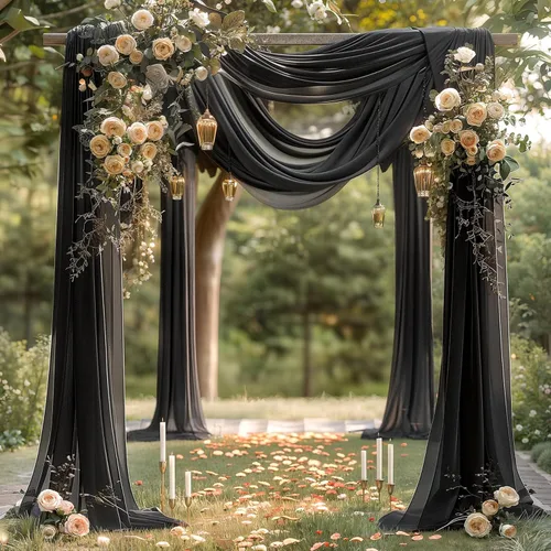Miniatura 5 de Tela Negra para Drapeado de Arco de Boda 1 Panel 30'' x 20 Pies Cortinas Negras Tela Transparente Telón de Fondo Telas para Drapeado de Arco