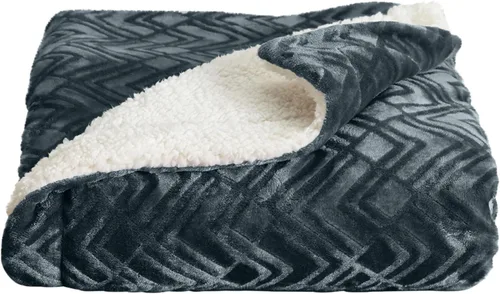 Miniatura 14 de Great Bay Home Manta de forro polar Sherpa y terciopelo tamaño King, manta gruesa para silla, sofá o cama. Manta cálida, reversible y suave.