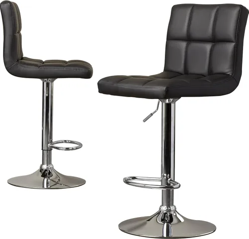 Miniatura 3 de Juego de 2, taburetes de bar de cuero moderno hidráulico giratorio silla de comedor taburetes de bar (negro)