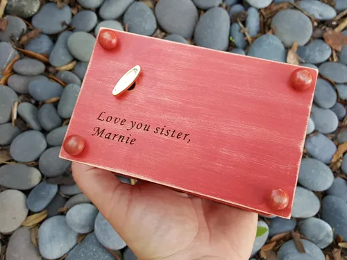 Miniatura 5 de Custom engraved wooden music box, jewelry box, with your choice of name and date on top, color and song