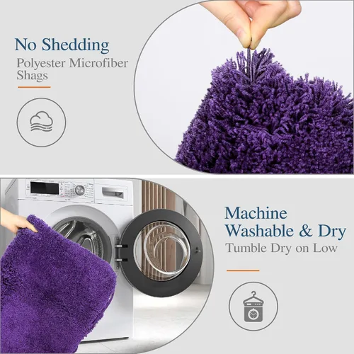Miniatura 4 de Walensee Alfombra de baño grande (24 x 36 pulgadas, aguamarina) extrasuave y absorbente, lavable a máquina, de microfibra, antideslizante, de lujo