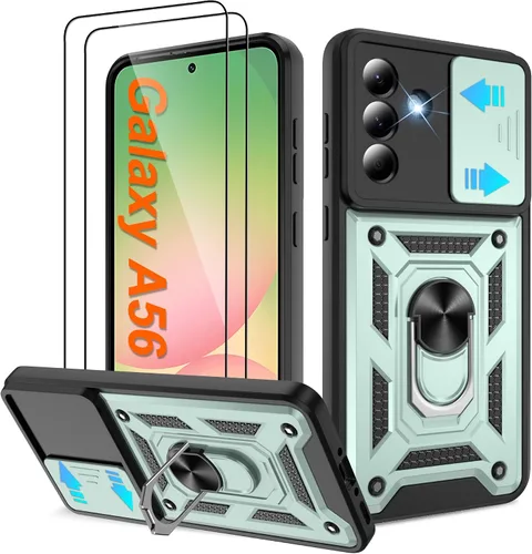 Miniatura 63 de ATUMP Funda para T-Mobile Revvl V Plus 5G con protector de pantalla HD con cubierta de cámara deslizante, soporte de anillo de rotación de 360° Negro