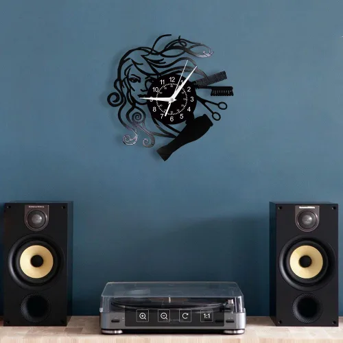 Miniatura 3 de Reloj de pared para peluquería, 12 pulgadas, reloj de pared para salón de belleza, cuarzo silencioso, sin tictac, funciona con pilas, moderno, Sin