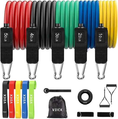 Miniatura 16 de VEICK Bandas de resistencia, bandas de ejercicio, bandas de entrenamiento, bandas de resistencia para entrenar con asas para hombres y mujeres