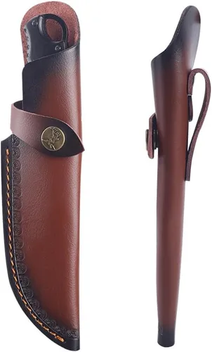 Miniatura 3 de MiOYOOW Funda de cuero para cuchillo, funda retro en relieve para cinturón para hoja de 4.7 x 1.6 pulgadas