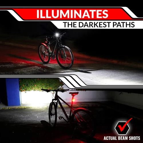 Miniatura 5 de Bike Lights for Night Riding, USB Rechargeable Front and Back Lights, LED Bicycle Headlight and Tail Light Set, Water Resistant Bike Lights