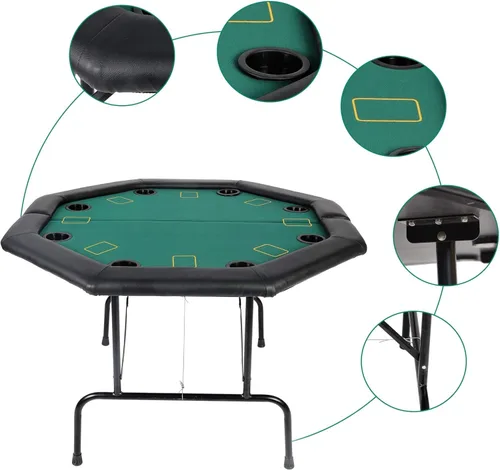 Miniatura 4 de Mesa de póquer plegable de casino mesas de póquer Texas Hold'em Mesa de póquer plegable, mesa de juego de mesa de fieltro con portavasos de plástico