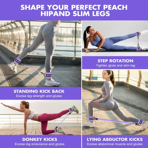 Miniatura 8 de Bandas de resistencia para entrenamiento, correa de tobillo con bandas de ejercicio, bandas de terapia física para entrenamiento de fuerza, yoga