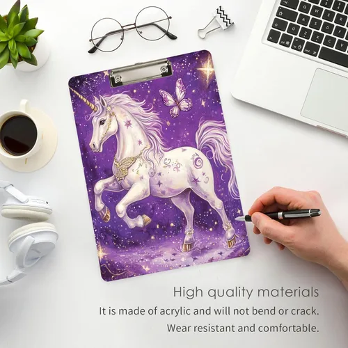Miniatura 2 de Portapapeles de plástico con diseño de galaxia estrellada de unicornio, diseño de moda, para estudiantes, niños, mujeres y hombres, tablero de clip