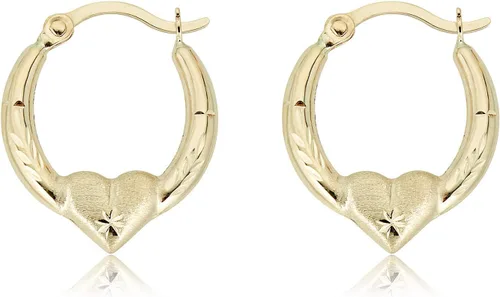 Miniatura 3 de AVORA Aretes de aro criollos de corazón de oro de 10 quilates: paquete de 3 tonos y oro amarillo, Plata de ley Oro amarillo