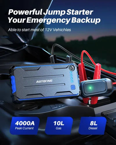 Miniatura 2 de AUTOONE Arrancador de coche de 4000 A, arrancador de batería portátil para coche compacto de hasta 10.0 L de gasolina y 8.0 L de motor diésel
