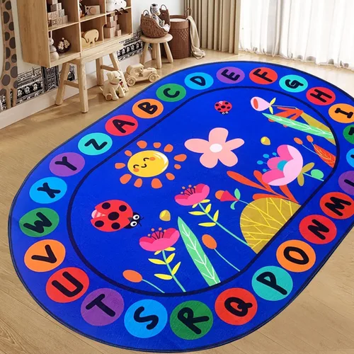Miniatura 22 de USTIDE Alfombra ovalada para niños, 5 x 7 pulgadas, con letras del alfabeto ABC, alfombra educativa antideslizante, alfombra de juego para el aula