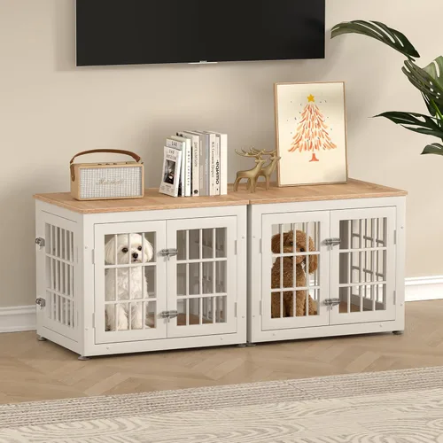 Miniatura 8 de rehomerance Mueble de jaula de perro resistente de 26 pulgadas para perros pequeños, mesa auxiliar decorativa para casa de mascotas, muebles