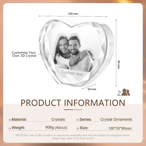 Miniatura 3 de Foto de cristal 3D, regalo personalizado para mujeres, hombres, mamá, papá, pareja, imagen personalizada en marcos de fotos de cristal, regalo