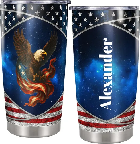 Miniatura 14 de Dorris Vaso de café personalizado del ejército con tapa, vasos aislados al vacío de veteranos estadounidenses, taza aislada de acero inoxidable