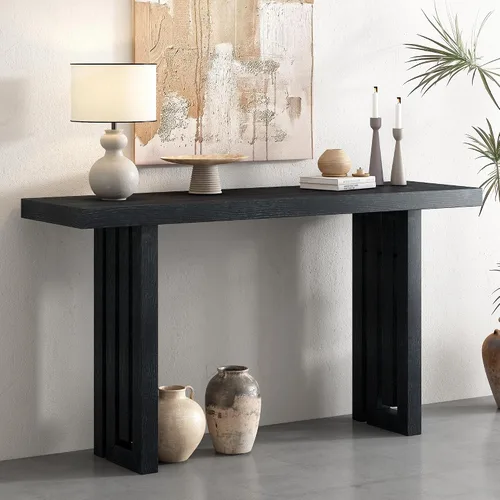Miniatura 25 de Quarte Elegante mesa consola con tres cajones de almacenamiento, mesa de sofá extra larga para entrada, pasillo, sala de estar, vestíbulo, pasillo