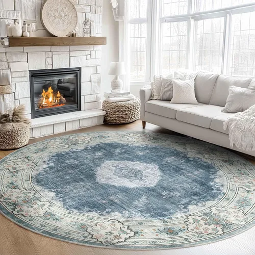 Miniatura 94 de MUJOO Alfombra Pasillo Runner 2'x8' Azul Gris Alfombras Largas Boho Lavable a Máquina Antideslizante para Entrada Cocina Baño Dormitorio Retro Suave