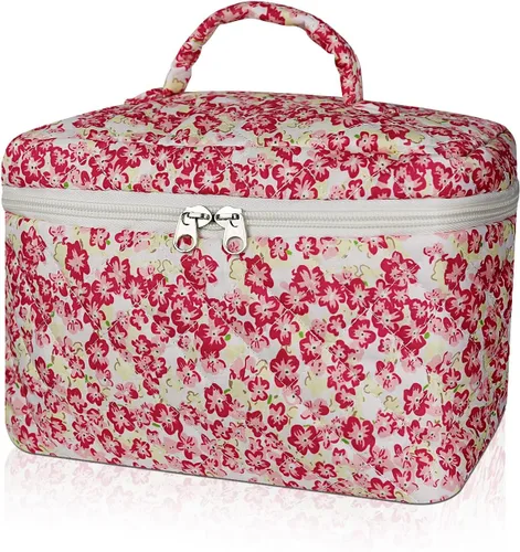 Miniatura 54 de Gosect Bolsa de maquillaje grande, bonita bolsa de cosméticos para mujeres y niñas, bolsa de aseo estética de coqueta floral, bolsa organizadora