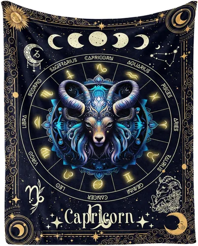 Miniatura 19 de Manta del Zodiaco Acuario para Niños y Niñas, Diseño Temático de Astrología Secreta Impreso, Mantas de Tiro para Niños, Regazo, Silla, Manta Suave