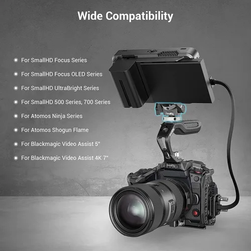 Miniatura 3 de SmallRig Soporte de montaje para monitor de campo giratorio e inclinable ajustable con soporte de zapata fría para monitor de 5" y 7