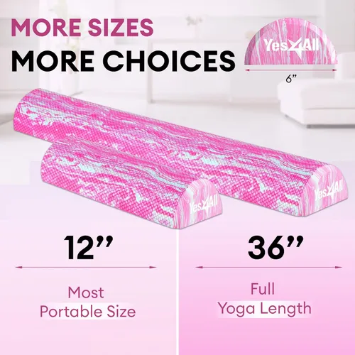 Miniatura 3 de Yes4All Rodillo de espuma firme de EVA para estiramiento, medio rodillo de espalda de yoga para masaje muscular para pilates, yoga, equilibrio