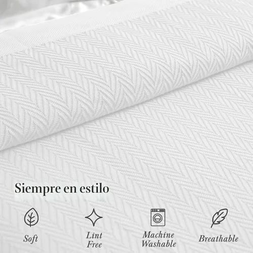 Miniatura 4 de Threadmill Manta de Algodón de Lujo para Cama Tamaño King Transpirable para Todas las Estaciones Oeko TEX Manta de Algodón 100% Tamaño King