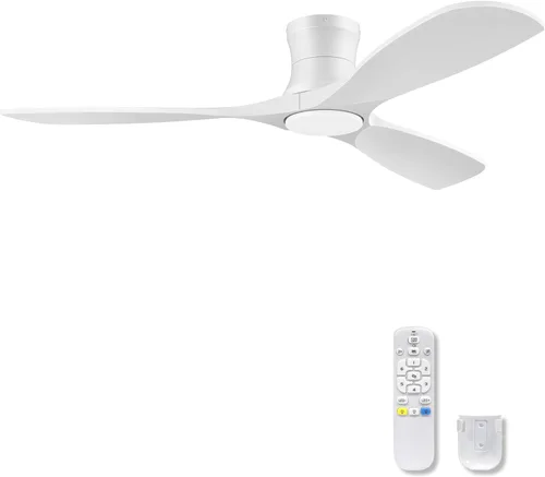 Miniatura 10 de Ventiladores de techo inteligentes de perfil bajo de 52 pulgadas con luces y control remoto, 3 aspas de madera, motor de CC silencioso, ventilador