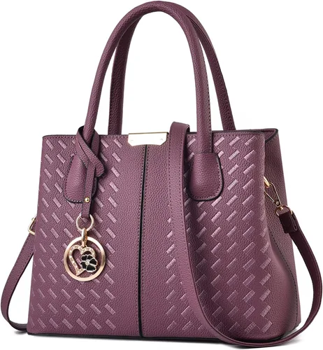 Miniatura 19 de CHICAROUSAL Monederos y bolsos de mano para mujer, bolsos cruzados de cuero, bolso de hombro para mujer A Grey Black